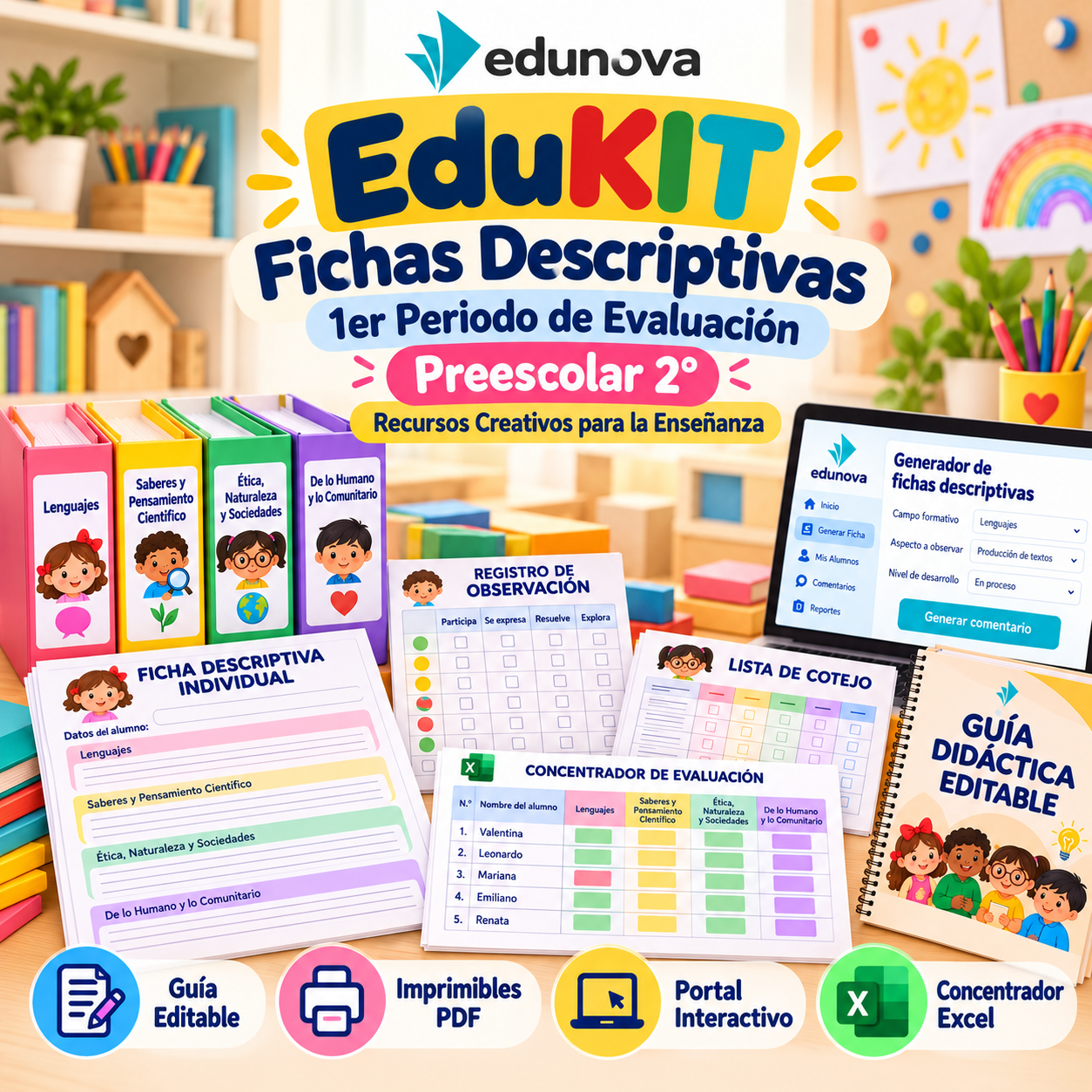 EduKIT Fichas Descriptivas 1er Periodo Preescolar 2° | Evaluación Formativa 1 EduKIT Fichas Descriptivas 1er Periodo Preescolar 2° | Evaluación Formativa