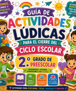 Actividades Lúdicas para el Cierre del Ciclo Escolar | 2° de Preescolar | Guía PDF + Presentación PPT Editable