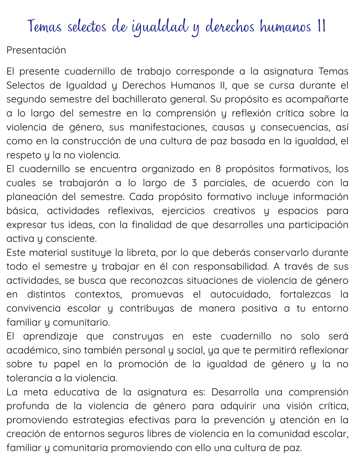 Cuadernillo de trabajo Temas selectos de igualdad y derechos humanos II