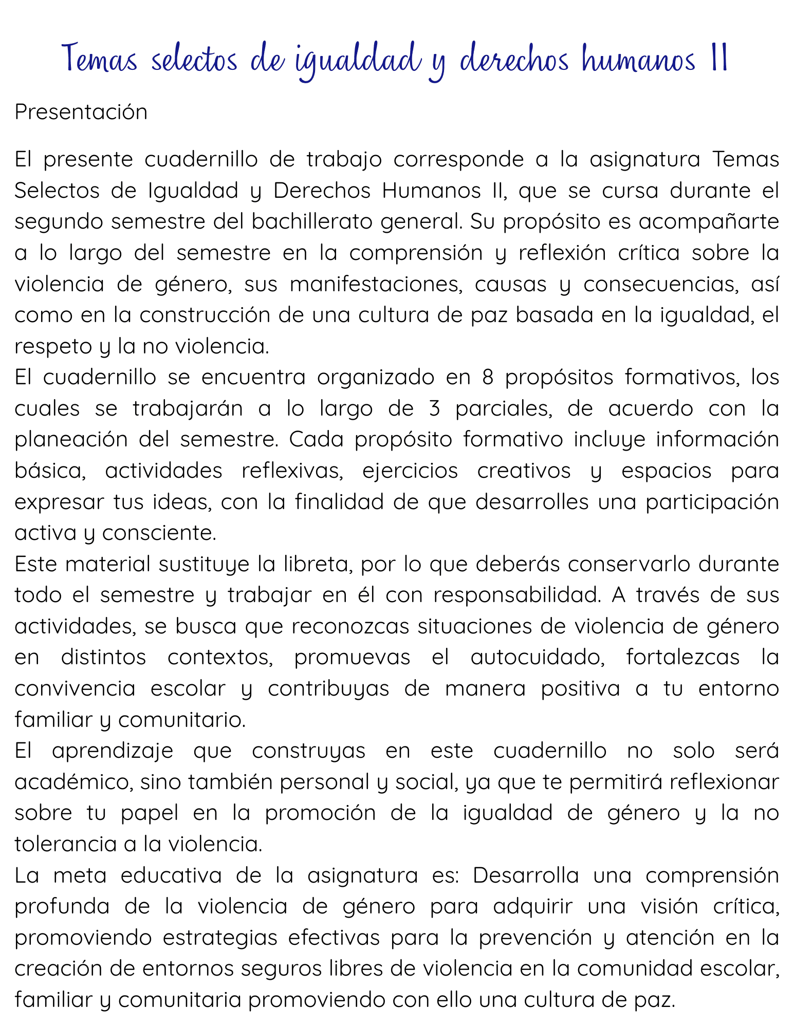 Cuadernillo de trabajo Temas selectos de igualdad y derechos humanos II 1 Cuadernillo de trabajo Temas selectos de igualdad y derechos humanos II