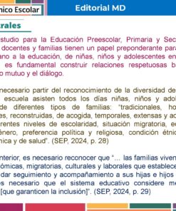 Tema 10 Contestado: Trabajo con las familias CTE NEM 2025 - 2026 (Todos los Niveles) 31 Infografía que resume las ideas clave del Plan Nacional de Estudios 2022 para las escuelas mexicanas, destacando la diversidad familiar, la inclusión estudiantil y la importancia de las relaciones basadas en derechos en la educación.
