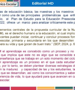Tema 11 Contestado: Estrategias para atender el rezago CTE NEM 2025 - 2026 (Todos los Niveles) 20 Folleto educativo en español sobre el retraso escolar, el nuevo plan de estudios (NEM) y la importancia de aprender más allá de los contenidos. El folleto presenta titulares, logotipos y bloques de texto de colores sobre un fondo rosa y blanco.