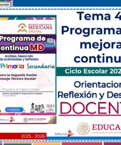 Tema 4 Contestado: Programa de mejora continua CTE NEM 2025 - 2026 (Todos los Niveles) 31 Diapositiva en español titulada