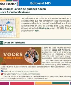 Tema 4 Contestado: Programa de mejora continua CTE NEM 2025 - 2026 (Todos los Niveles) 20 Un gráfico informativo en español promociona dos programas de radio educativos: