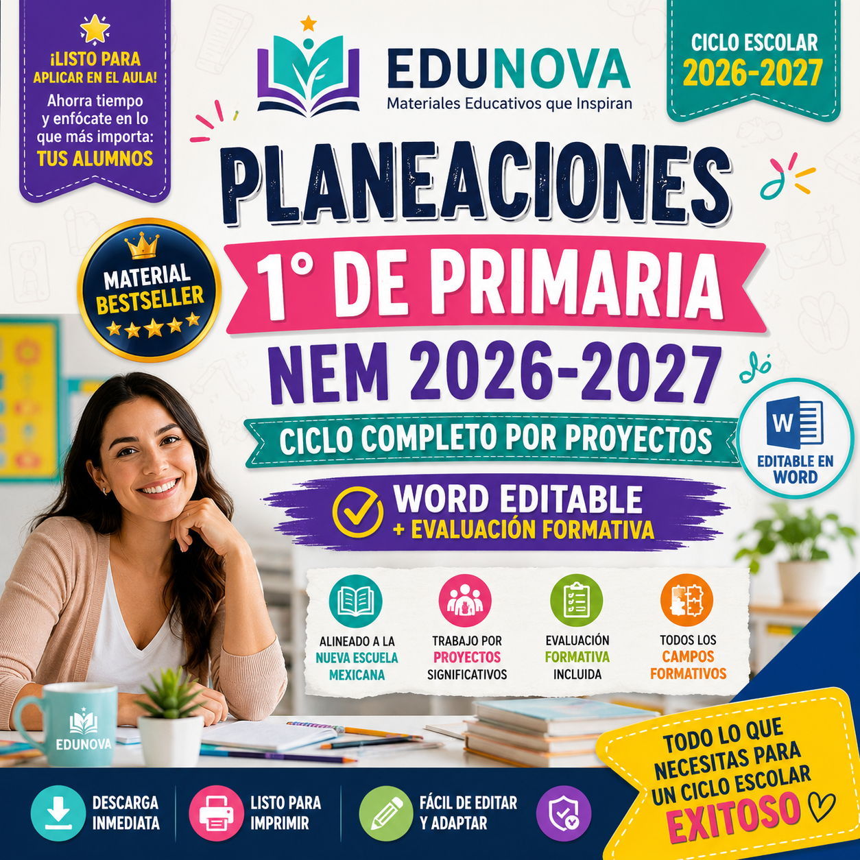 Planeaciones NEM 1° Primaria 2026-2027 Editables en Word | Proyectos, Evaluación Formativa y Ciclo Completo 1 Planeaciones NEM 1° Primaria 2026-2027 Editables en Word | Proyectos, Evaluación Formativa y Ciclo Completo
