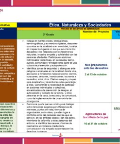 Una colorida mesa describe los proyectos educativos para un programa de 3° de Primaria bajo el tema 