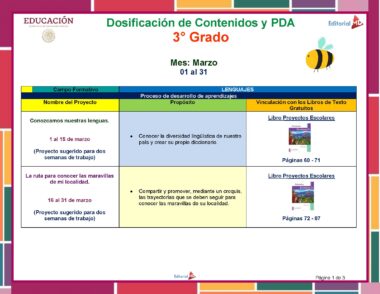 Primaria 3° Grado° Dosificacion Marzo Pagina 1