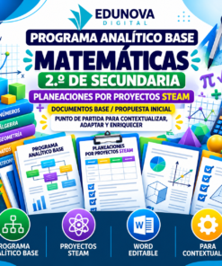 Matemáticas NEM 2.º de Secundaria | Programa Analítico Base y Planeaciones por Proyectos STEAM | Word Editable