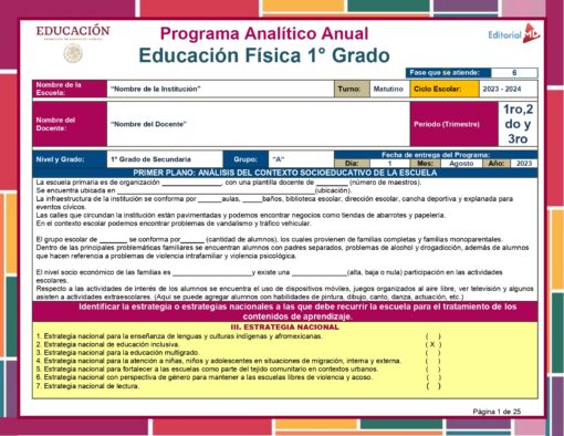 Programa Analitico Educacion Fisica 1° Editorial MD page 0001