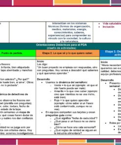 Programa Analítico Tecnología Conservación Alimentos 1° Grado SECUNDARIA (NEM 2025 – 2026) 17 Gráfico educativo a todo color en español en el que se esbozan estrategias de enseñanza. Incluye secciones para etapas de actividad, objetivos y pasos de desarrollo, además de viñetas y texto en color para aspectos como