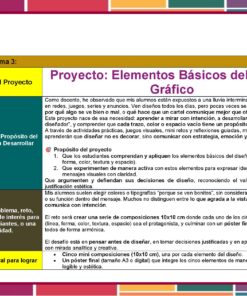 Captura de pantalla de una plantilla de proyecto escolar titulada 