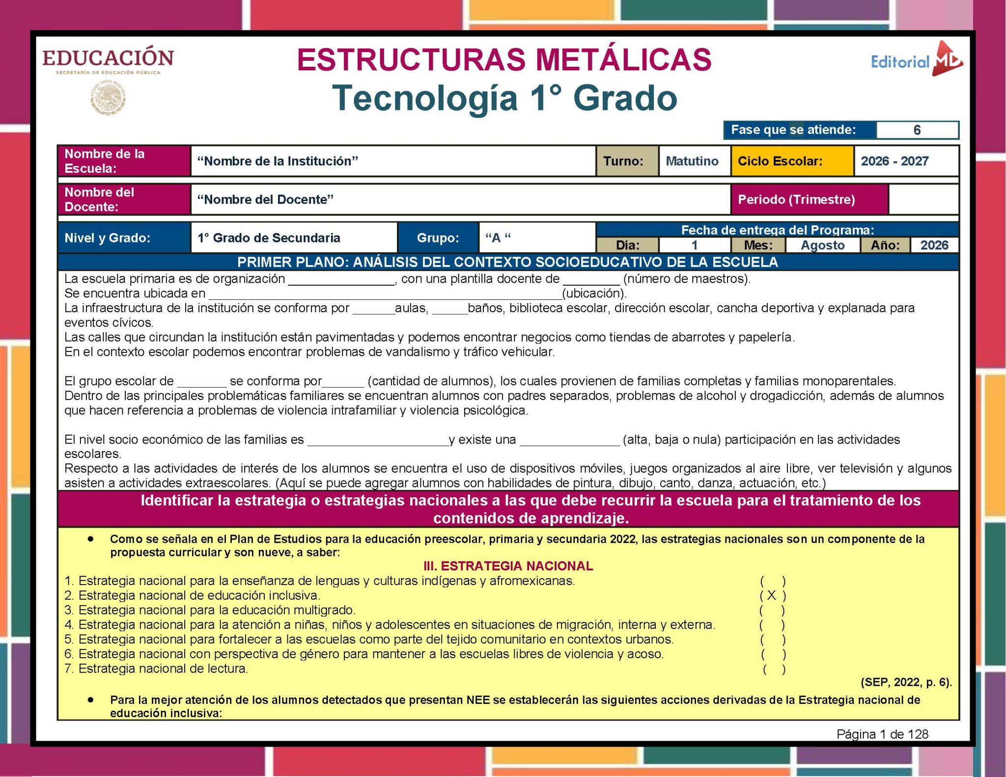 Programa Analítico Tecnología Estructuras Metálicas 1° SECUNDARIA (NEM 2025 – 2026) 3 Programa Analítico Tecnología Estructuras Metálicas 1° SECUNDARIA (NEM 2025 – 2026) - Image 3