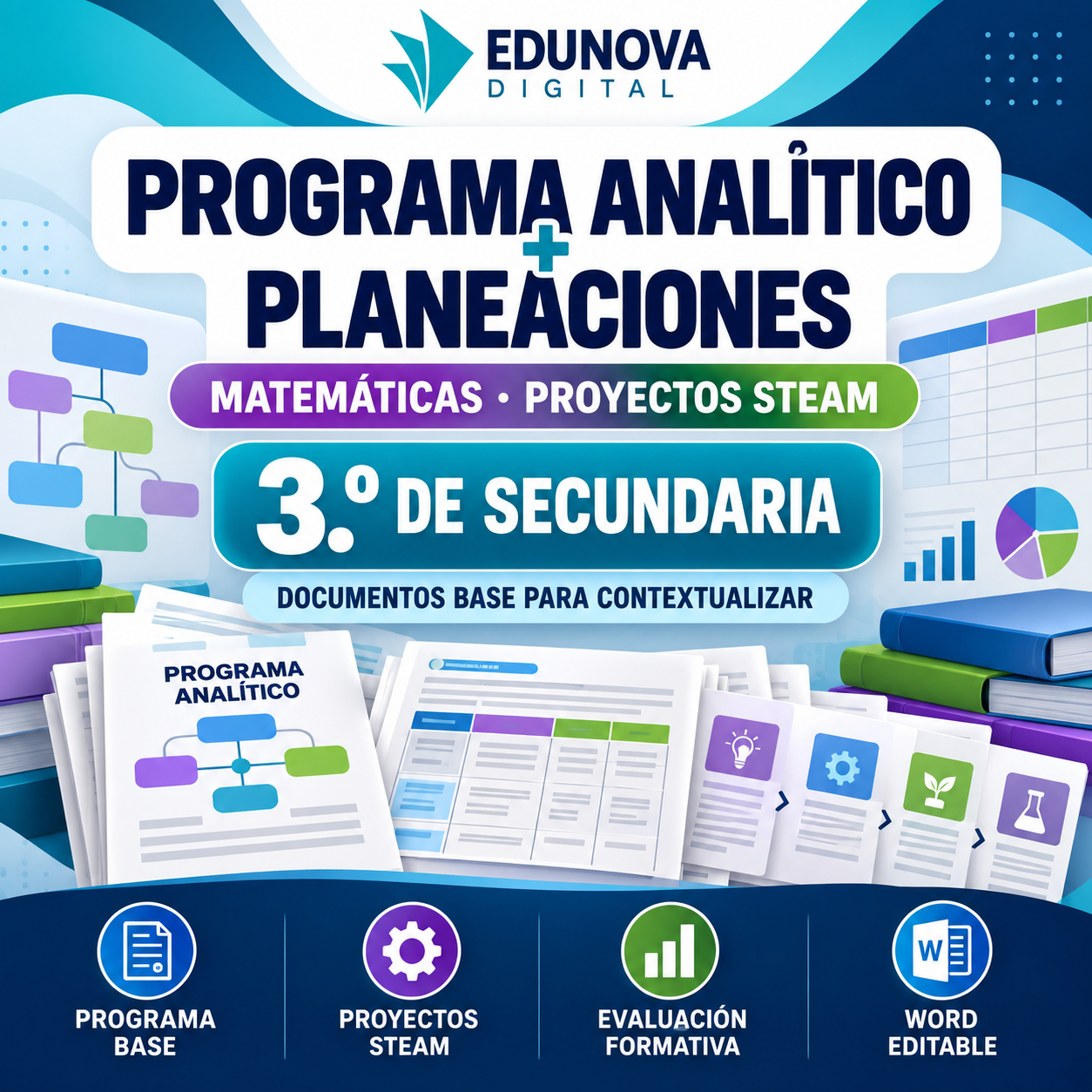 Programa Analítico y Planeaciones de Matemáticas 3.º de Secundaria | Proyectos STEAM | Word Editable 1 Programa Analítico y Planeaciones de Matemáticas 3.º de Secundaria | Proyectos STEAM | Word Editable