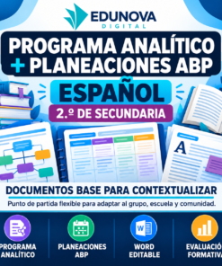 Programa Analítico y Planeaciones de Español 2.º de Secundaria | ABP | Word Editable