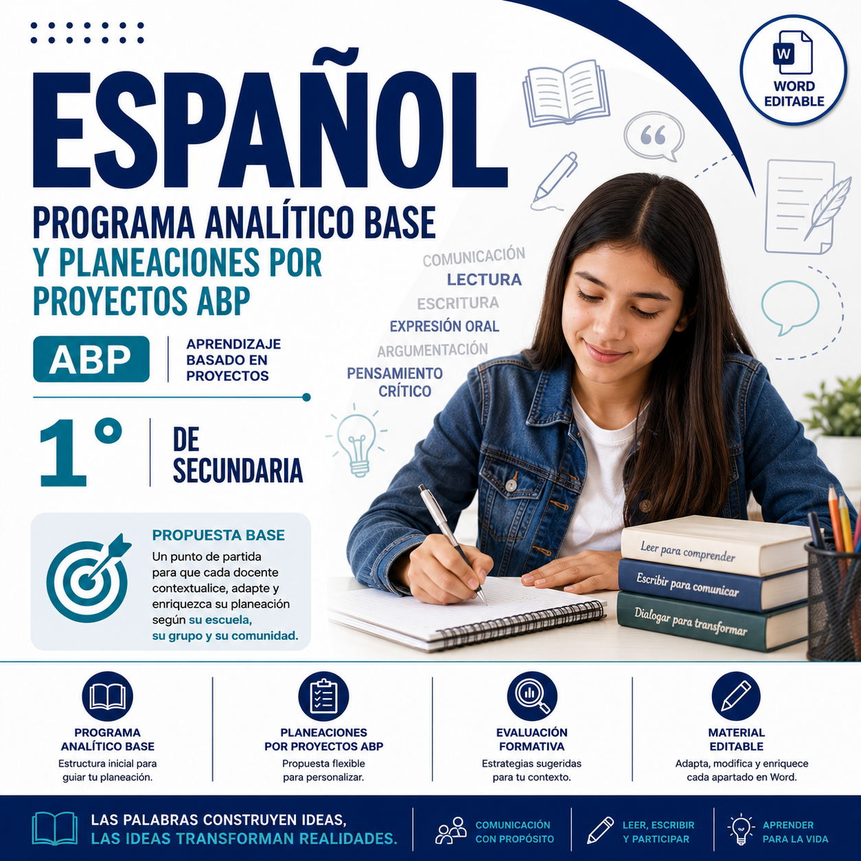 Español NEM 1° de Secundaria Programa Analítico Base y Planeaciones por Proyectos ABP 2026-2027 Word Editable 1 Español NEM 1° de Secundaria Programa Analítico Base y Planeaciones por Proyectos ABP 2026-2027 Word Editable