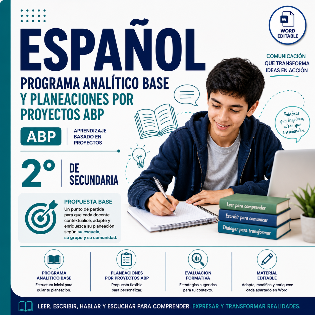 Español NEM 2° de Secundaria Programa Analítico Base y Planeaciones por Proyectos ABP 2026-2027 Word Editable 1 Español NEM 2° de Secundaria Programa Analítico Base y Planeaciones por Proyectos ABP 2026-2027 Word Editable