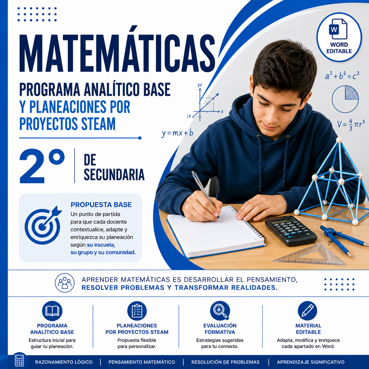 Matemáticas NEM 2° de Secundaria Programa Analítico Base y Planeaciones por Proyectos STEAM 2026-2027 Word Editable 1 Matemáticas NEM 2° de Secundaria Programa Analítico Base y Planeaciones por Proyectos STEAM 2026-2027 Word Editable