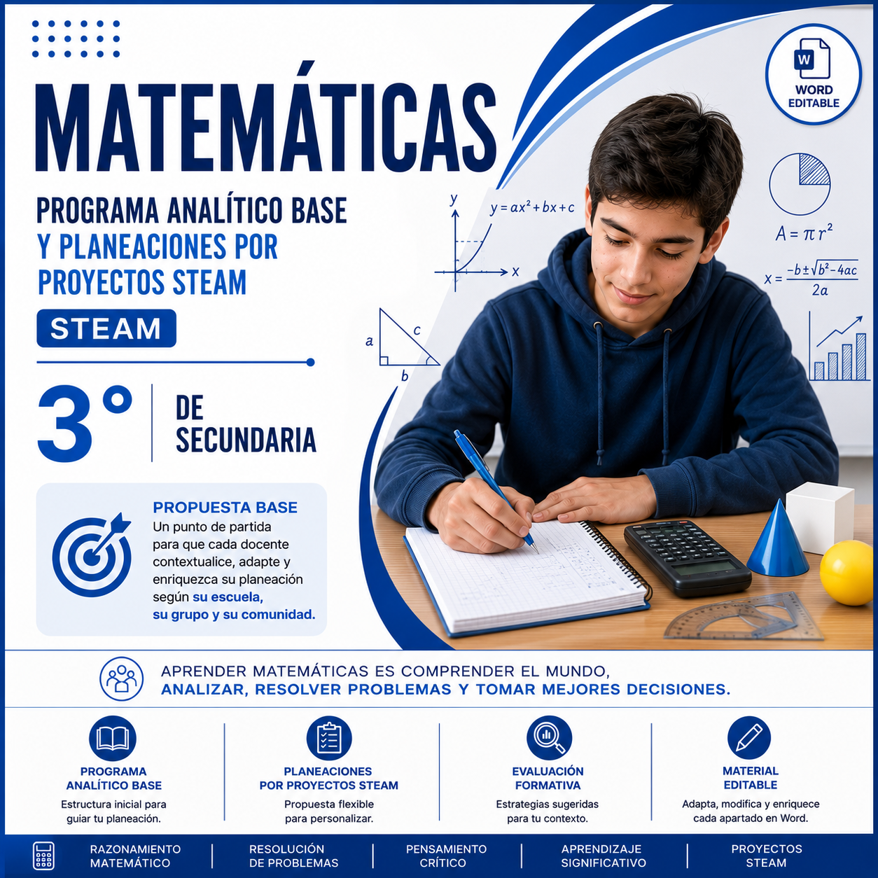Matemáticas NEM 3° de Secundaria Programa Analítico Base y Planeaciones por Proyectos STEAM 2026-2027 Word Editable 1 Matemáticas NEM 3° de Secundaria Programa Analítico Base y Planeaciones por Proyectos STEAM 2026-2027 Word Editable