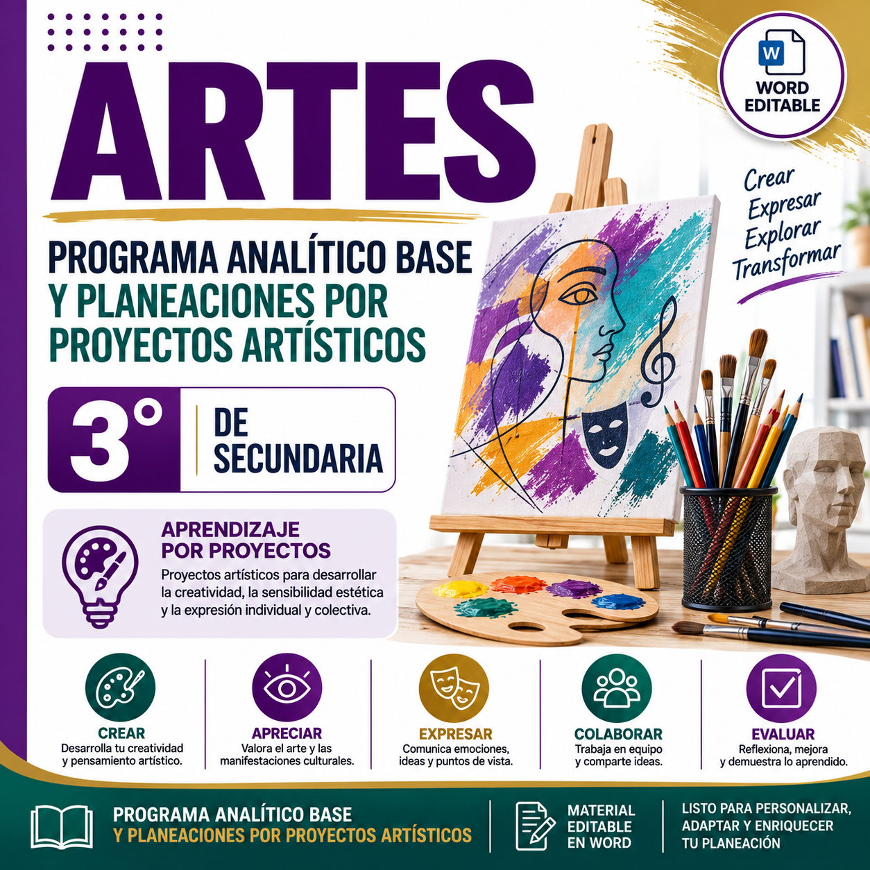 Artes NEM 3° de Secundaria Programa Analítico Base y Planeaciones por Proyectos Artísticos 2026-2027 Word Editable 1 Artes NEM 3° de Secundaria Programa Analítico Base y Planeaciones por Proyectos Artísticos 2026-2027 Word Editable