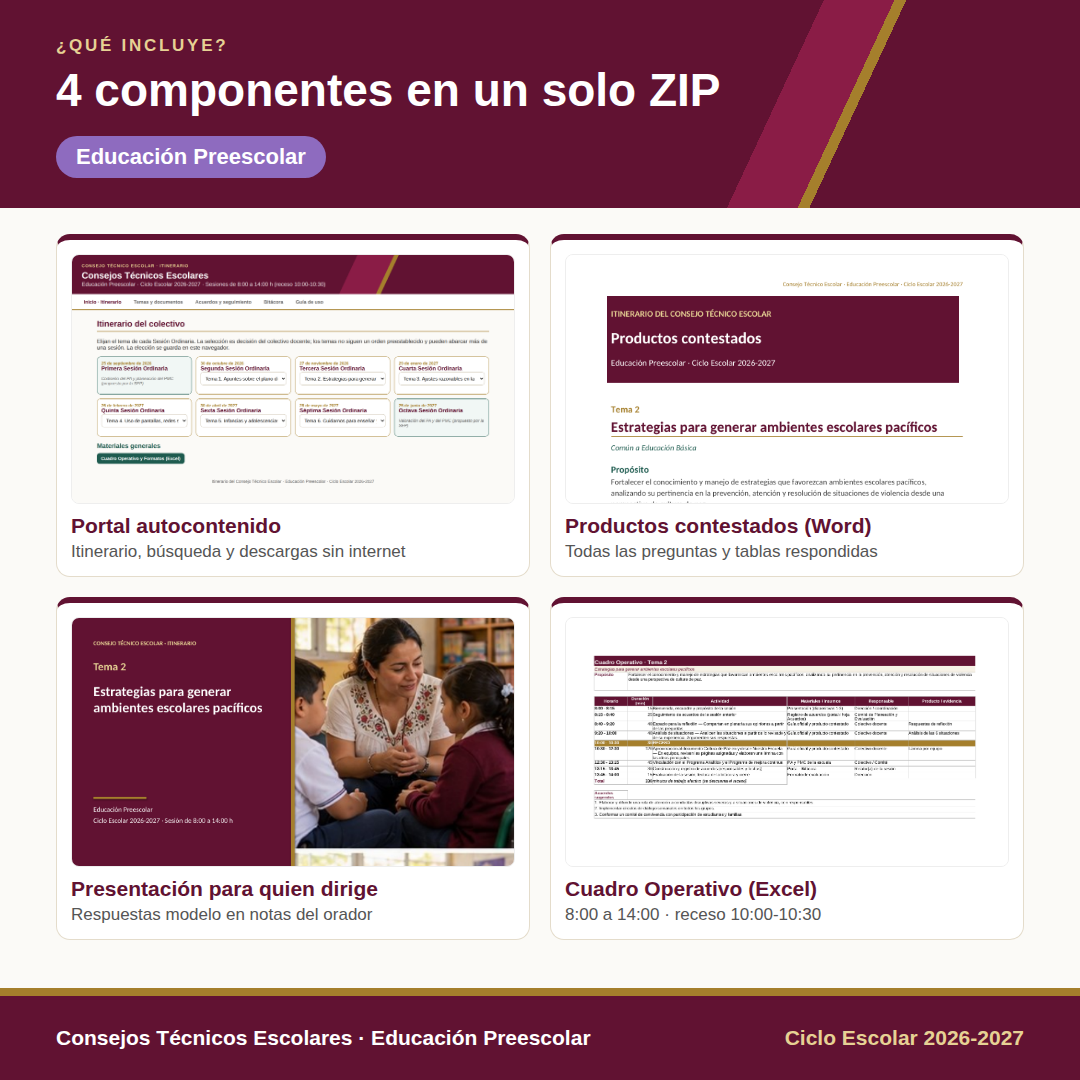 Consejos Técnicos Escolares 2026-2027 | Preescolar | Itinerario con Productos Contestados | Todos los Temas del Ciclo Escolar Completo 3 Consejos Técnicos Escolares 2026-2027 | Preescolar | Itinerario con Productos Contestados | Todos los Temas del Ciclo Escolar Completo - Imagen 3
