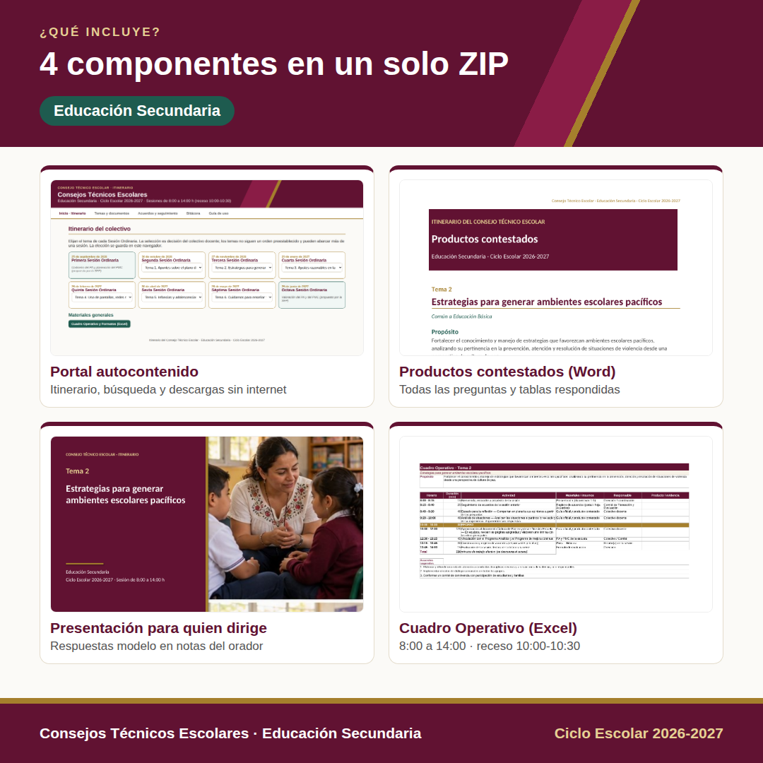 Consejos Técnicos Escolares 2026-2027 | Secundaria | Itinerario con Productos Contestados | Todos los Temas del Ciclo Escolar Completo 3 Consejos Técnicos Escolares 2026-2027 | Secundaria | Itinerario con Productos Contestados | Todos los Temas del Ciclo Escolar Completo - Imagen 3