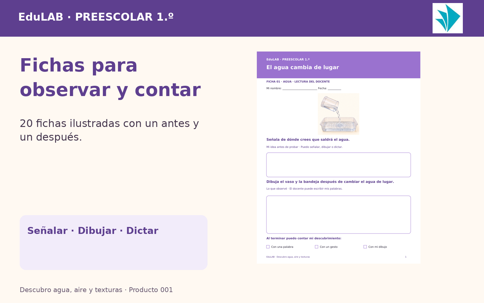 Descubro Agua, Aire y Texturas | 1.º de Preescolar | 20 Experiencias con Fichas, Guías, Word, PowerPoint y Portal HTML 3 Descubro Agua, Aire y Texturas | 1.º de Preescolar | 20 Experiencias con Fichas, Guías, Word, PowerPoint y Portal HTML - Imagen 3