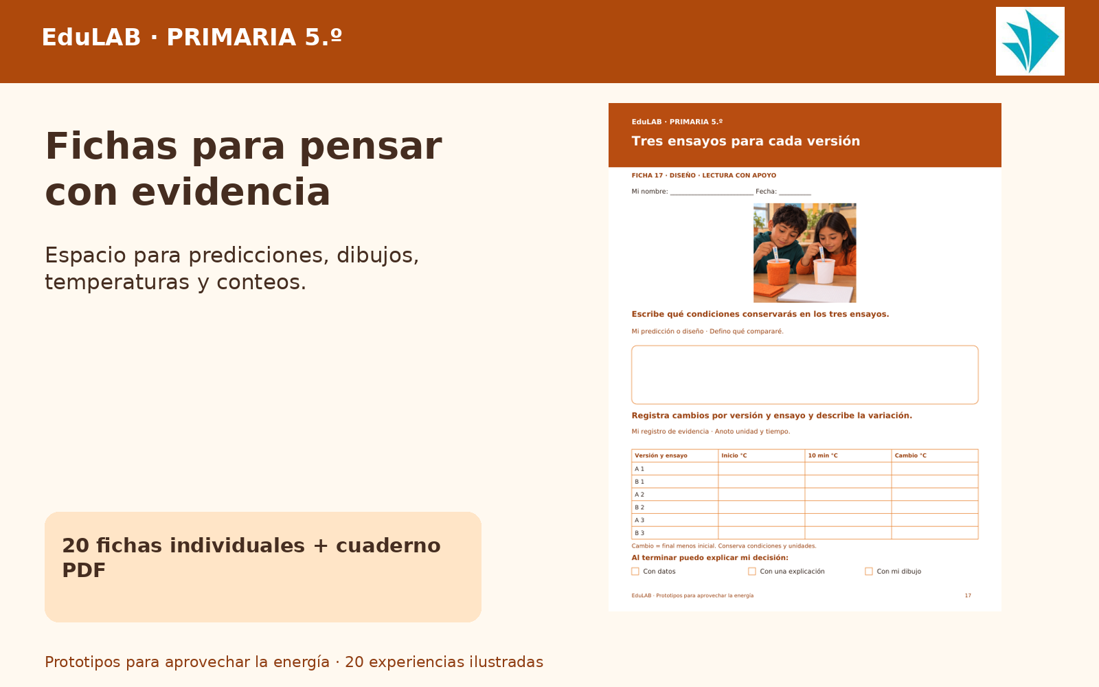 Prototipos para aprovechar la energía | 5.º de primaria | 20 experiencias, fichas, guías y recursos editables 3 Prototipos para aprovechar la energía | 5.º de primaria | 20 experiencias, fichas, guías y recursos editables - Imagen 3