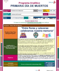 Planeación Proyecto Escolar: “Día de Muertos" 1°, 2° y 3° Grado Primaria NEM 2025 - 2026 8 Una captura de pantalla de una página web.