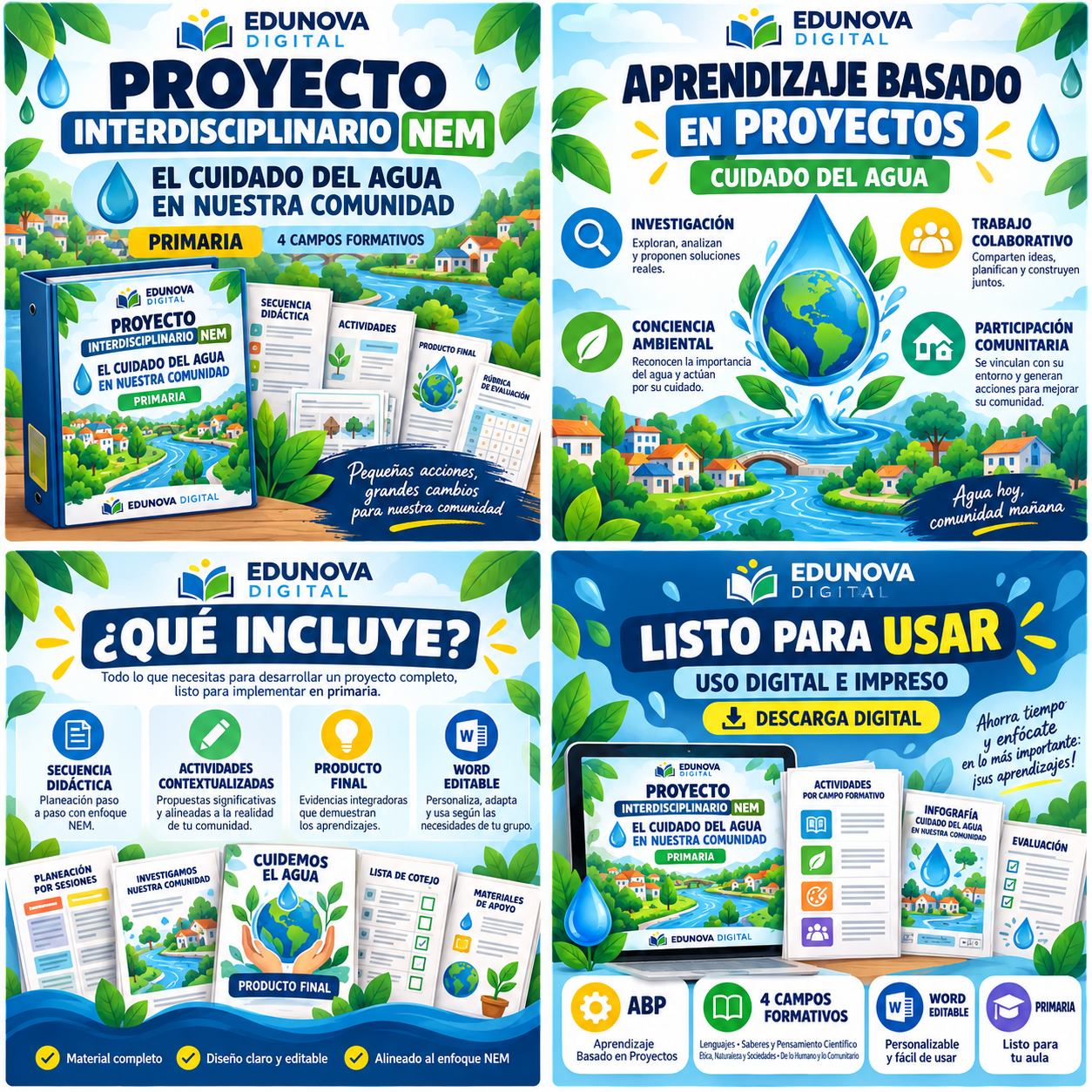 Proyecto Interdisciplinario NEM para Primaria: El Cuidado del Agua en Nuestra Comunidad | Word Editable 2 Proyecto Interdisciplinario NEM para Primaria: El Cuidado del Agua en Nuestra Comunidad | Word Editable - Imagen 2