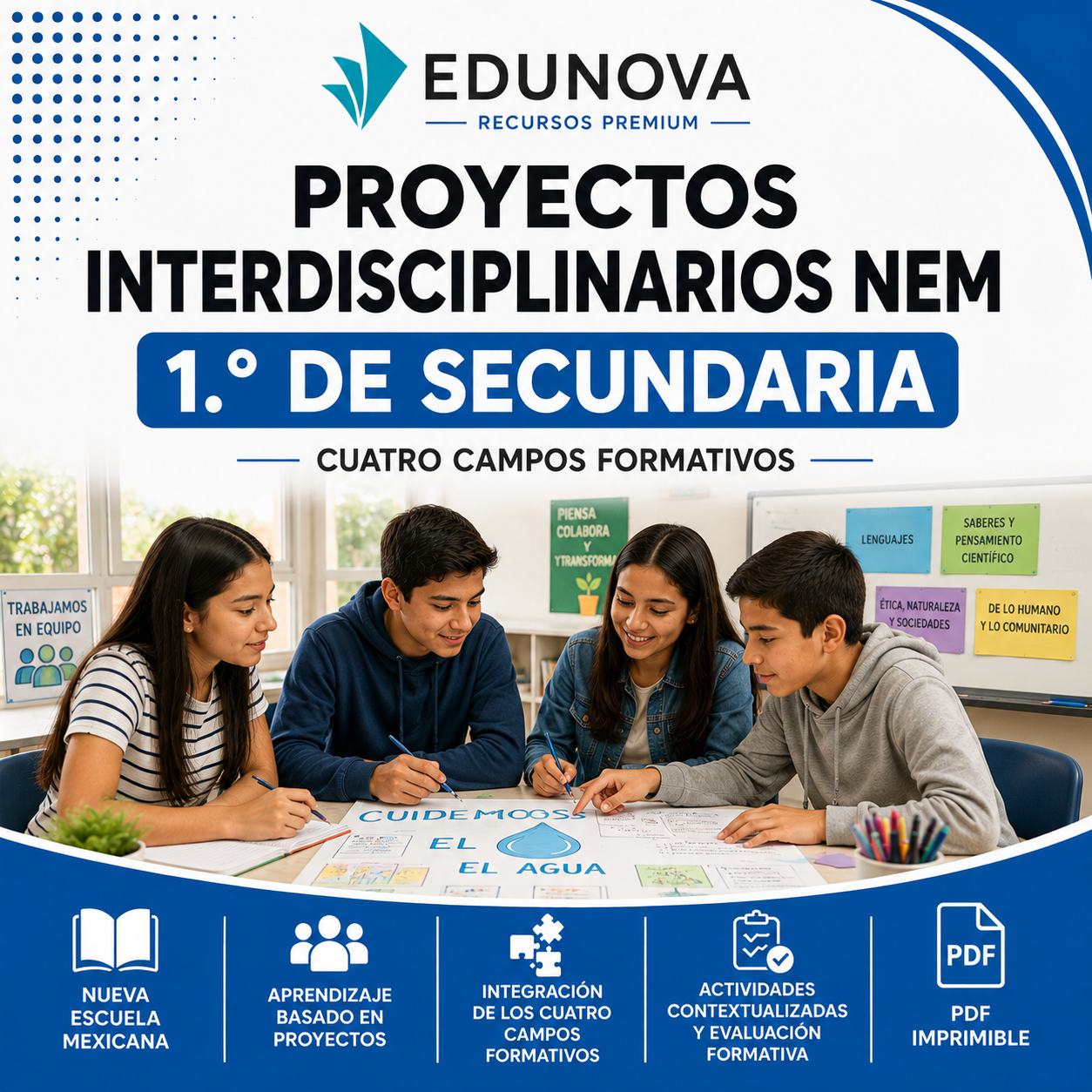 Proyectos Interdisciplinarios NEM 1.º de Secundaria 2026-2027 | Cuatro Campos Formativos | PDF Imprimible 1 Proyectos Interdisciplinarios NEM 1.º de Secundaria 2026-2027 | Cuatro Campos Formativos | PDF Imprimible