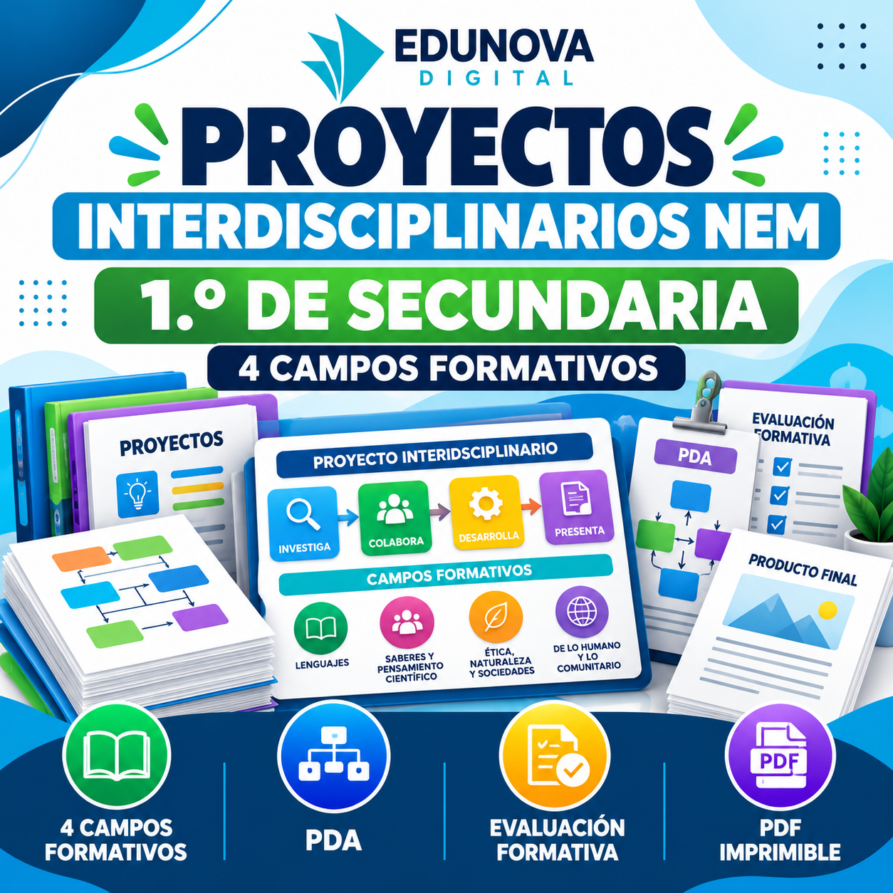 Proyectos Interdisciplinarios NEM 1.º de Secundaria | Cuatro Campos Formativos | PDF Imprimible 1 Proyectos Interdisciplinarios NEM 1.º de Secundaria | Cuatro Campos Formativos | PDF Imprimible
