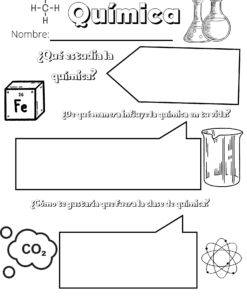 Una hoja de trabajo de química en español con el título 