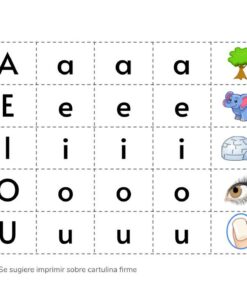 Un cuadro educativo colorido que muestra las vocales 