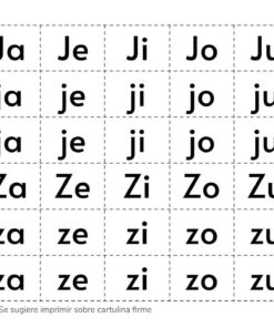Se sugirió imprimir en cartulina firme un cuadro de Recortables de Letras y Sílabas con sílabas de 