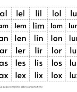 Una hoja de trabajo de aprendizaje Recortables de Letras y Sílabas con las sílabas 