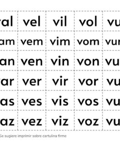 Hoja de aprendizaje Recortables de Letras y Sílabas con tres combinaciones de letras como 