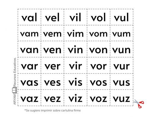 Recortables. Letras y silabas 36