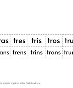 Imagen de un Recortables de Letras y Sílabas con sílabas en español en cuadros discontinuos listos para cortar: 