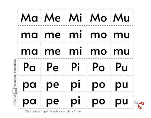 Recortables. Letras y silabas 8