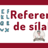 Fondo blanco con letras mayúsculas azules escritas a mano a la izquierda y un gran texto rojo a la derecha que dice "Referentes de sílabas". En la parte inferior derecha aparece un logotipo circular con el dibujo de una persona y "Mitzi Atzin".