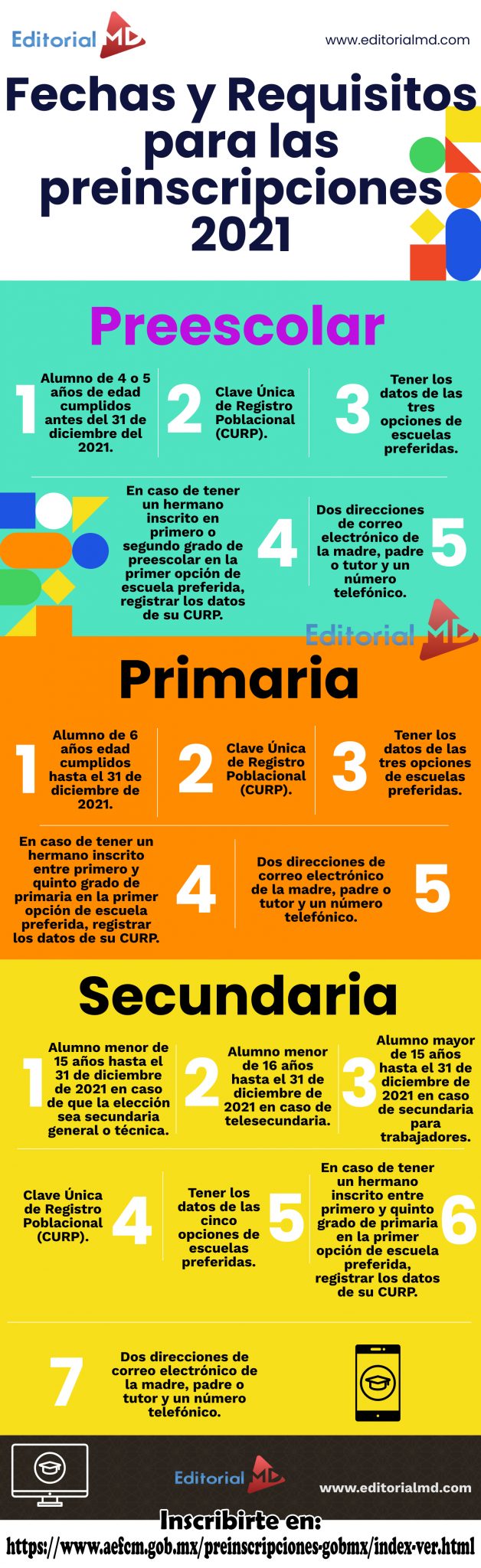 Requisitos para preinscripción 2021