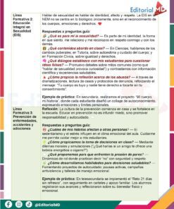 Infografía en español con bloques de texto que abordan la educación sexual, las leyes, la identidad y cómo las escuelas promueven la igualdad. Incluye las principales preguntas sobre sexualidad, un ejemplo de consulta de un alumno y consejos para los padres.