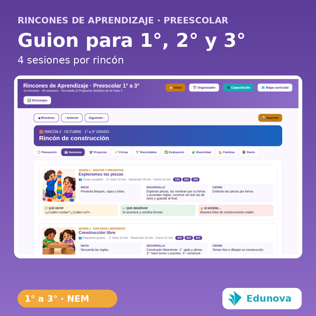 Rincones de Aprendizaje Preescolar 1° a 3° | 10 Rincones, 40 Actividades y Recursos NEM Fase 2 3 Rincones de Aprendizaje Preescolar 1° a 3° | 10 Rincones, 40 Actividades y Recursos NEM Fase 2 - Imagen 3