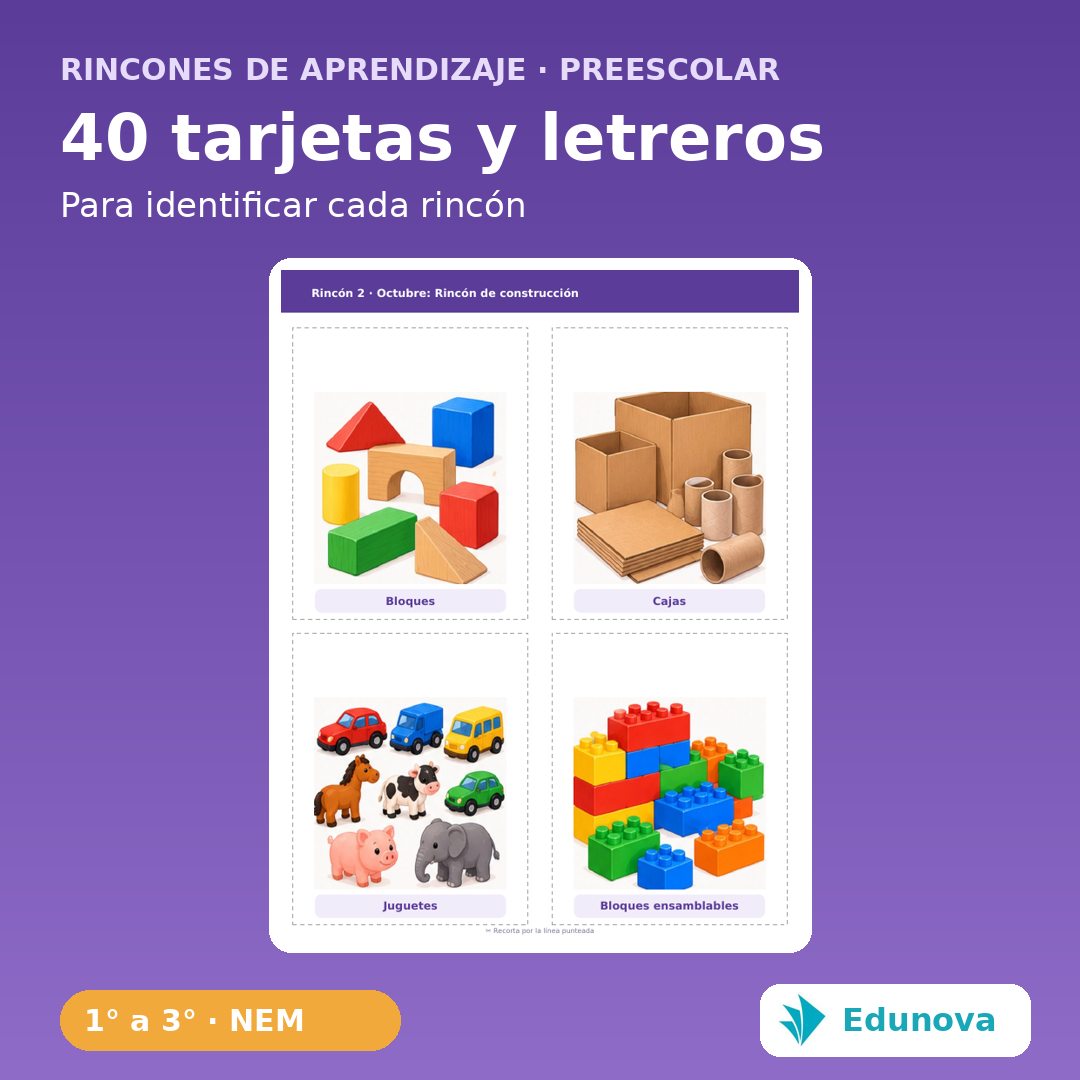 Rincones de Aprendizaje Preescolar 1° a 3° | 10 Rincones, 40 Actividades y Recursos NEM Fase 2 7 Rincones de Aprendizaje Preescolar 1° a 3° | 10 Rincones, 40 Actividades y Recursos NEM Fase 2 - Imagen 7