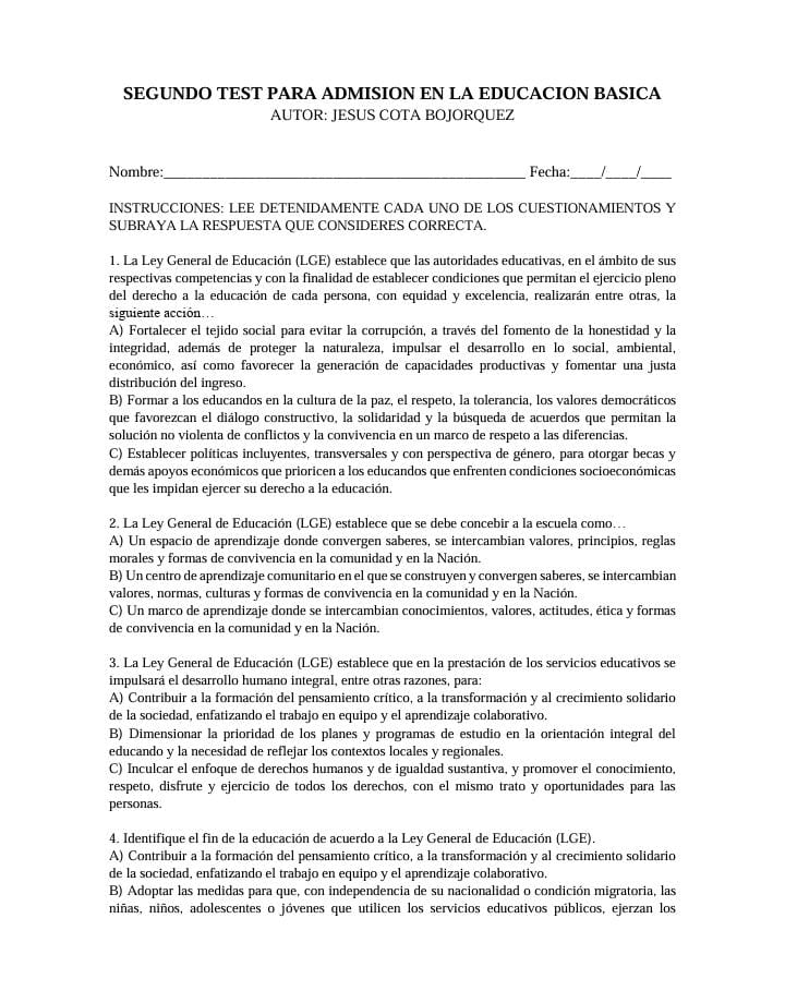 PAQUETE DE 3 EXAMENES PARA ADMISION EN EDUCACION BASICA 4 PAQUETE DE 3 EXAMENES PARA ADMISION EN EDUCACION BASICA - Image 4