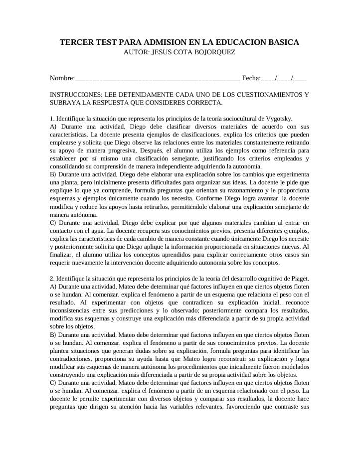 PAQUETE DE 3 EXAMENES PARA ADMISION EN EDUCACION BASICA 6 PAQUETE DE 3 EXAMENES PARA ADMISION EN EDUCACION BASICA - Image 6