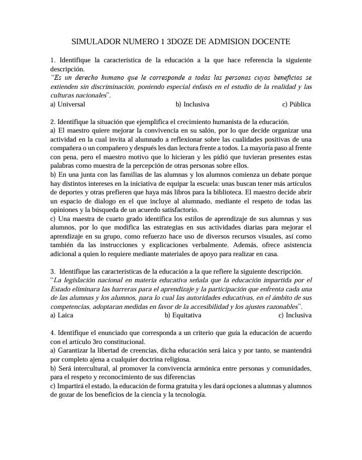PAQUETE DE 6 SIMULADORES PARA ADMISION EN EDUCACION BASICA 1 PAQUETE DE 6 SIMULADORES PARA ADMISION EN EDUCACION BASICA