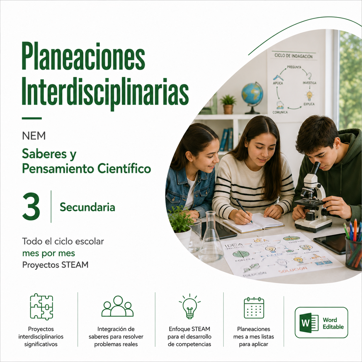 Planeaciones Interdisciplinarias NEM 3° Secundaria Saberes y Pensamiento Científico 2026-2027 | Todo el Ciclo Escolar Mes por Mes - Proyectos STEAM 1 Planeaciones Interdisciplinarias NEM 3° Secundaria Saberes y Pensamiento Científico 2026-2027 | Todo el Ciclo Escolar Mes por Mes - Proyectos STEAM