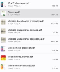 Captura de pantalla de un directorio de archivos que muestra documentos PDF en español, incluidos títulos como 