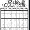Calendario 2026 para trabajar con los alumnos 9 Calendario en blanco y negro de temática invernal con animales de nieve de dibujos animados y muñecos de nieve encima. Días de la semana en español. Cuadrícula del calendario con los números del 1 al 30 en líneas de puntos para calcar.